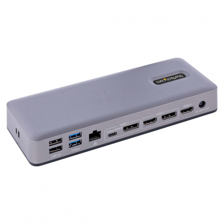 StarTech.com USB-C Docking Station - Multi Monitor HDMI / DP / DP Alt Mode USB-C Dock - 3x 4K30  /  2x 4K60 - 7-Port USB Hub - 60W Power Delivery - GbE - 3.5mm Audio - Works With Chromebook certified - Docking station - USB-C  /  Thunderbolt 3  /  Thunderbolt 4 - 2 x HDMI, 2 x DP, USB-C - GigE - 60 Watt - 6