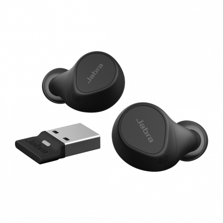 Jabra Evolve2 Buds UC - True wireless earphones with mic - in-ear - Bluetooth - active noise cancelling - USB-A via Bluetooth adapter - noise isolating - black - Zoom Certified, Optimised for Google Meet - 5