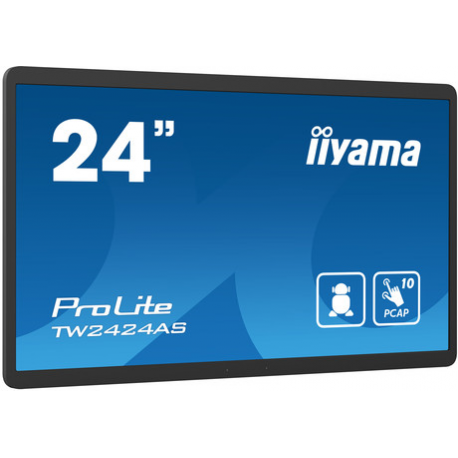 iiyama ProLite TW2424AS-B1 - LED monitor - 24" (23.6" viewable) - stationary - touchscreen - 1920 x 1080 Full HD (1080p) @ 60 Hz - IPS - 1000:1 - 14 ms - HDMI - speakers - black, matte - 1