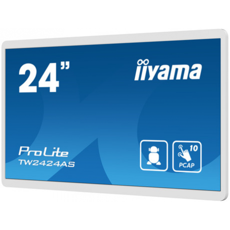 iiyama ProLite TW2424AS-W1 - LED monitor - 24" (23.8" viewable) - stationary - touchscreen - 1920 x 1080 Full HD (1080p) - IPS - 1000:1 - 14 ms - HDMI - speakers - white, matte - 2