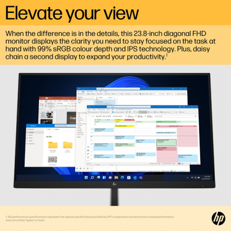 HP E24u G5 - E-Series - LED monitor - 23.8" (23.8" viewable) - 1920 x 1080 Full HD (1080p) @ 75 Hz - IPS - 250 cd / m² - 1000:1 - 5 ms - HDMI, DisplayPort, USB-C - black head, black and silver (stand) - 9