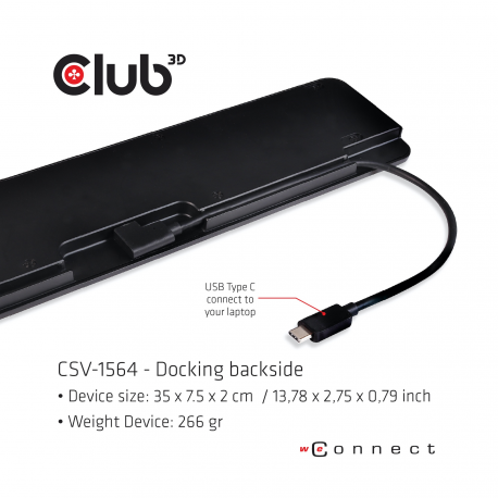 Club 3D - Docking station - USB-C 3.2 Gen 1 - VGA, HDMI, DP - GigE - 100 Watt - 14