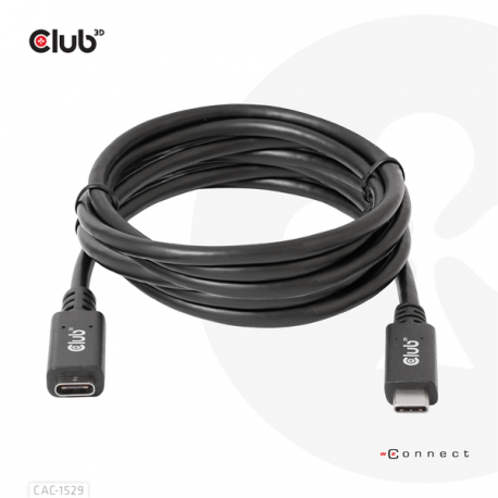 Club 3D CAC-1529 - USB extension cable - USB-C (M) to USB-C (F) - 20 V - 3 A - 2 m - bi-directional, 4K60Hz support - 6