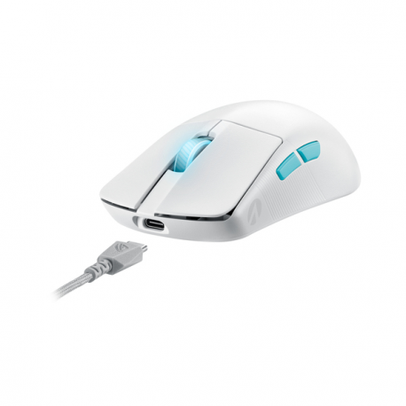ASUS ROG Harpe Ace - Aim Lab Edition - mouse - optical - 5 buttons - wireless, wired - USB, 2.4 GHz, Bluetooth 5.1 - ROG Omni receiver - white - 2