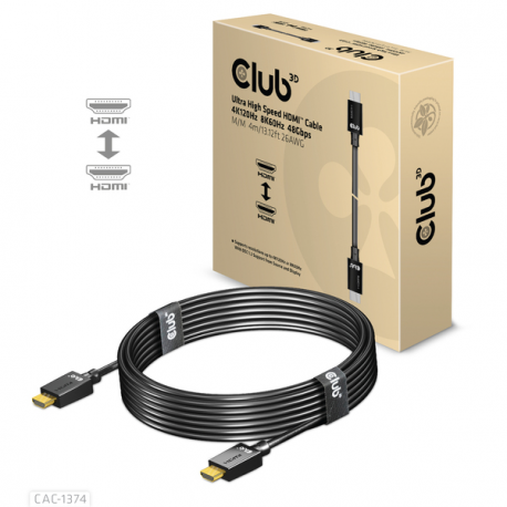 Club 3D - Ultra High Speed - HDMI cable - HDMI male to HDMI male - 4 m - black - 4K120Hz support, 8K60Hz support - 1
