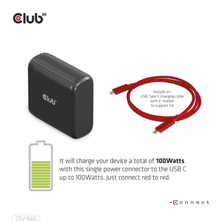 Club 3D CSV-1565 - Docking station - USB-C - VGA, HDMI, DP - GigE - 100 Watt - 4