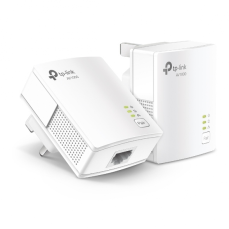 TP-Link AV1000 - Gigabit Powerline Starter Kit - bridge - GigE, HomePlug AV (HPAV), HomePlug AV (HPAV) 2.0 - wall-pluggable - 0