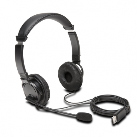 Kensington USB Hi-Fi Headphones with Mic - Headset - on-ear - wired - USB-A - black - 1