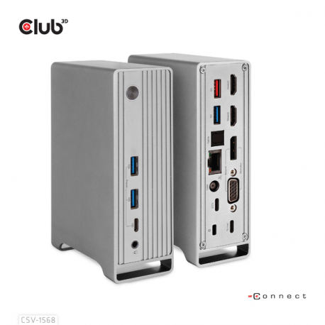 Club 3D - Docking station - USB-C - VGA, 2 x HDMI, DP - GigE - 120 Watt - 13