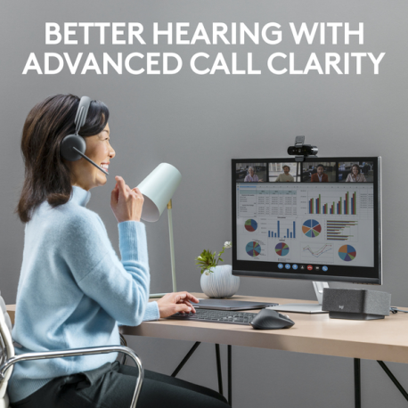 Logitech Zone Wireless 2 UC - Headset - on-ear - Bluetooth - wireless - active noise cancelling - USB-C via Bluetooth adapter - graphite - Optimised for UC - 7