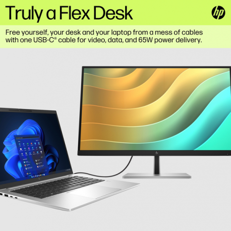 HP E27u G5 PVC Free - E-Series - LED monitor - 27" - 2560 x 1440 QHD @ 75 Hz - IPS - 350 cd / m² - 1000:1 - 5 ms - HDMI, DisplayPort, USB-C - black head, black and silver (stand) - 2