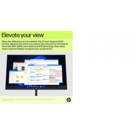 HP E27u G5 PVC Free - E-Series - LED monitor - 27" - 2560 x 1440 QHD @ 75 Hz - IPS - 350 cd / m² - 1000:1 - 5 ms - HDMI, DisplayPort, USB-C - black head, black and silver (stand) - 3