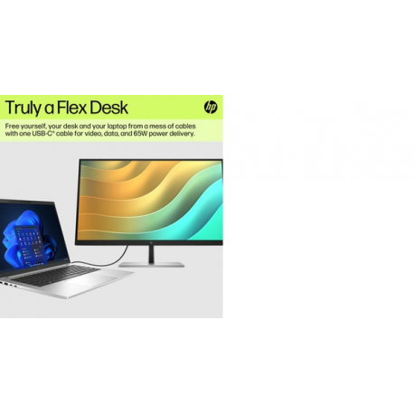 HP E27u G5 PVC Free - E-Series - LED monitor - 27" - 2560 x 1440 QHD @ 75 Hz - IPS - 350 cd / m² - 1000:1 - 5 ms - HDMI, DisplayPort, USB-C - black head, black and silver (stand) - 6