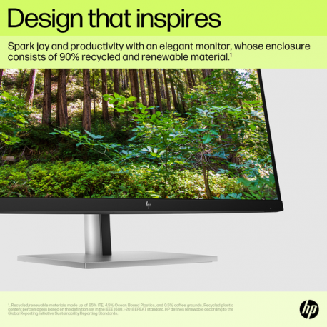 HP E27u G5 PVC Free - E-Series - LED monitor - 27" - 2560 x 1440 QHD @ 75 Hz - IPS - 350 cd / m² - 1000:1 - 5 ms - HDMI, DisplayPort, USB-C - black head, black and silver (stand) - 16