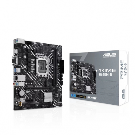 ASUS PRIME H610M-D - Motherboard - micro ATX - LGA1700 Socket - H610 Chipset - USB 3.2 Gen 1 - Gigabit LAN - onboard graphics (CPU required) - HD Audio (8-channel) - 4