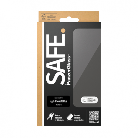 SAFE. by PanzerGlass - Screen protector for mobile phone - ultra-wide fit - glass - for Apple iPhone 15 Plus - 1