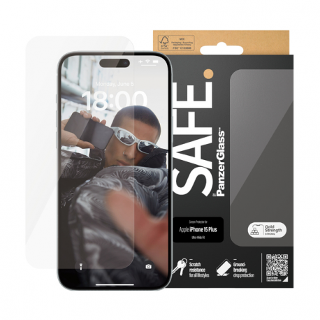 SAFE. by PanzerGlass - Screen protector for mobile phone - ultra-wide fit - glass - for Apple iPhone 15 Plus - 2