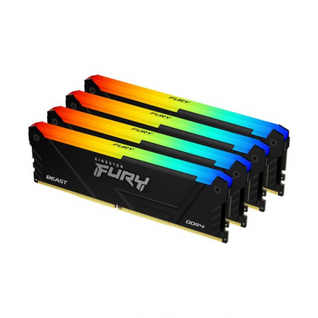 Kingston FURY Beast RGB - DDR4 - kit - 128 GB: 4 x 32 GB - DIMM 288-pin - 3600 MHz / PC4-28800 - CL18 - 1.35 V - unbuffered - non-ECC - black - 0