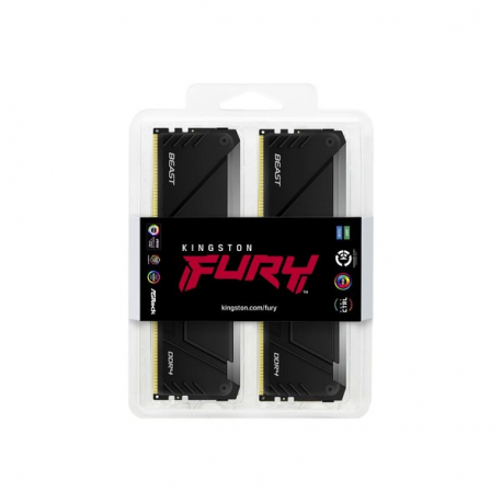 Kingston FURY Beast RGB - DDR4 - kit - 128 GB: 4 x 32 GB - DIMM 288-pin - 3600 MHz / PC4-28800 - CL18 - 1.35 V - unbuffered - non-ECC - black - 1