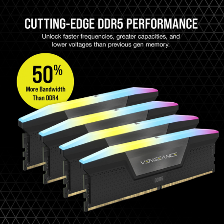 CORSAIR Vengeance RGB - DDR5 - kit - 128 GB: 4 x 32 GB - DIMM 288-pin - 5600 MHz / PC5-44800 - CL40 - 1.25 V - unbuffered - black - 2