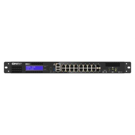 QNAP QGD-1600 - Switch - smart - 4 x 10 / 100 / 1000 (PoE++) + 10 x 10 / 100 / 1000 (PoE+) + 2 x combo Gigabit SFP (PoE+) - rack-mountable - AC - 0