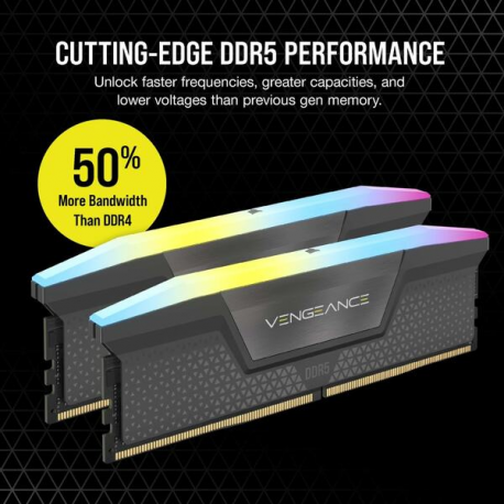CORSAIR Vengeance RGB - DDR5 - kit - 32 GB: 2 x 16 GB - DIMM 288-pin - 2800 MHz / PC5-44800 - CL40 - 1.25 V - black - 2
