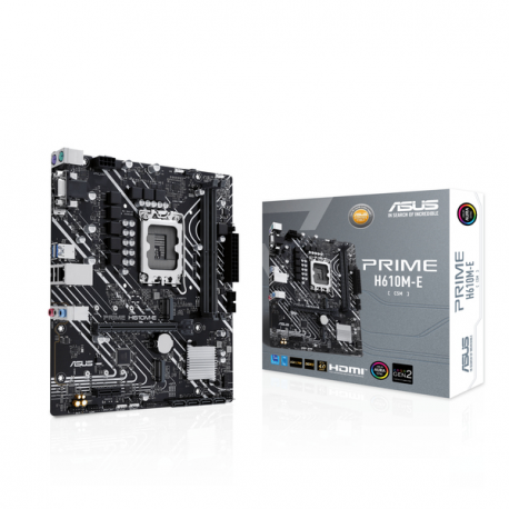 ASUS PRIME H610M-E-CSM - Motherboard - micro ATX - LGA1700 Socket - H610 Chipset - USB 3.2 Gen 1 - Gigabit LAN - onboard graphics (CPU required) - HD Audio (8-channel) - 1
