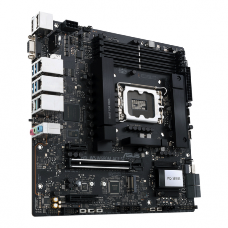 ASUS PRO WS W680M-ACE SE - Motherboard - micro ATX - LGA1700 Socket - W680 Chipset - USB 3.2 Gen 1, USB 3.2 Gen 2, USB-C 3.2 Gen2, USB-C 3.2 Gen 2x2 - Gigabit LAN, 2 x 2.5 Gigabit LAN - onboard graphics - HD Audio (8-channel) - 2