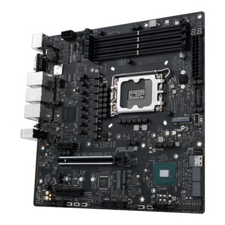 ASUS PRO WS W680M-ACE SE - Motherboard - micro ATX - LGA1700 Socket - W680 Chipset - USB 3.2 Gen 1, USB 3.2 Gen 2, USB-C 3.2 Gen2, USB-C 3.2 Gen 2x2 - Gigabit LAN, 2 x 2.5 Gigabit LAN - onboard graphics - HD Audio (8-channel) - 5