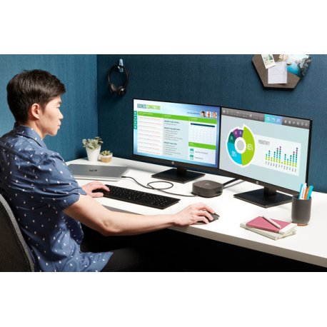HP - Essential - docking station - USB-C - HDMI, 2 x DP - 10Mb LAN - 120 Watt - United Kingdom - 11