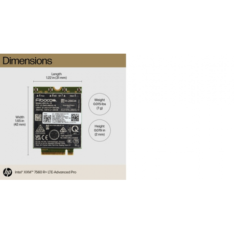 Intel XMM 7560 R+ - Wireless cellular modem - 4G LTE Advanced Pro - M.2 Card - 150 Mbps - 2
