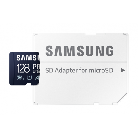 Samsung PRO Ultimate MB-MY128SA - Flash memory card (SD adapter included) - 128 GB - A2  /  Video Class V30  /  UHS-I U3 - microSDXC UHS-I - blue - 4