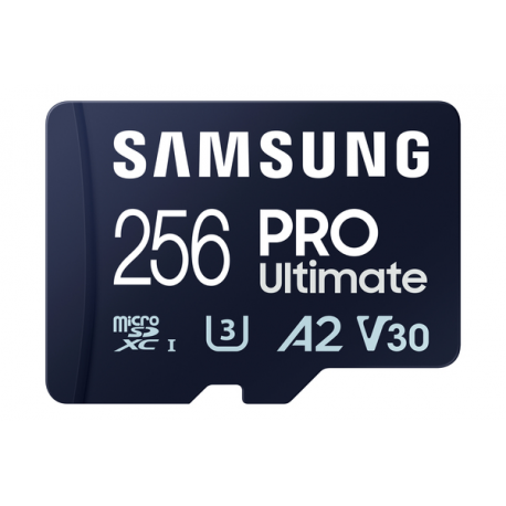 Samsung PRO Ultimate MB-MY256SA - Flash memory card (SD adapter included) - 256 GB - A2  /  Video Class V30  /  UHS-I U3 - microSDXC UHS-I - blue - 0