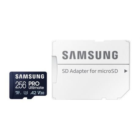 Samsung PRO Ultimate MB-MY256SA - Flash memory card (SD adapter included) - 256 GB - A2  /  Video Class V30  /  UHS-I U3 - microSDXC UHS-I - blue - 2