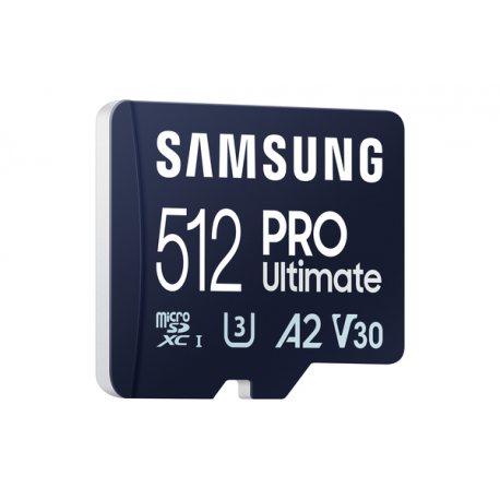 Samsung PRO Ultimate MB-MY512SA - Flash memory card (SD adapter included) - 512 GB - A2  /  Video Class V30  /  UHS-I U3 - microSDXC UHS-I - blue - 8