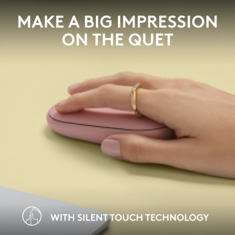 Logitech Pebble 2 M350s - Mouse - optical - 3 buttons - wireless - Bluetooth 5.2 LE - tonal rose - 7