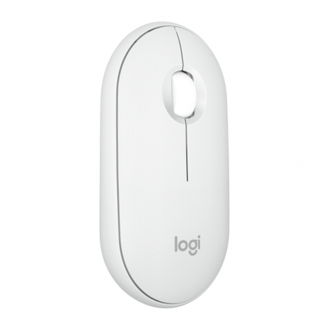 Logitech Pebble 2 M350s - Mouse - optical - 3 buttons - wireless - Bluetooth 5.2 LE - tonal white - 0