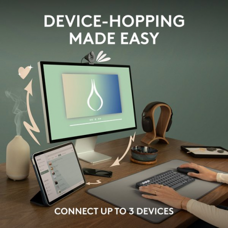 Logitech Pebble 2 M350s - Mouse - optical - 3 buttons - wireless - Bluetooth 5.2 LE - tonal white - 9