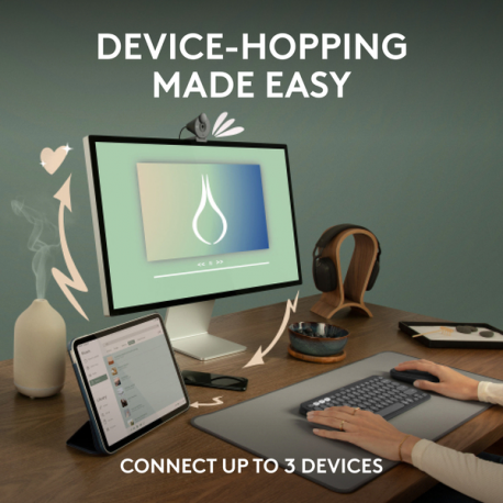 Logitech Pebble 2 M350s - Mouse - optical - 3 buttons - wireless - Bluetooth 5.2 LE - tonal graphite - 10