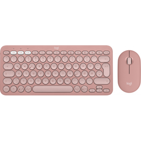 Logitech Pebble 2 Combo - Keyboard and mouse set - wireless - Bluetooth LE - QWERTZ - German - tonal rose - 0