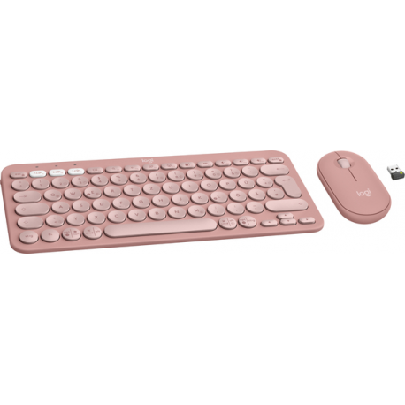 Logitech Pebble 2 Combo - Keyboard and mouse set - wireless - Bluetooth LE - QWERTZ - German - tonal rose - 4