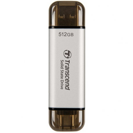Transcend ESD310 - SSD - 512 GB - external (portable) - USB 3.2 Gen 2x1 (USB-C connector) - silver - 0