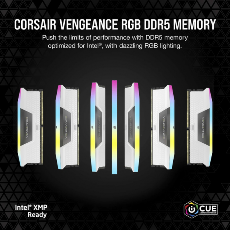 CORSAIR Vengeance RGB - DDR5 - kit - 64 GB: 2 x 32 GB - DIMM 288-pin - 6000 MHz / PC5-48000 - CL30 - 1.4 V - unbuffered - on-die ECC - white - 4