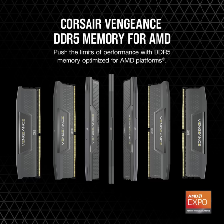 CORSAIR Vengeance - DDR5 - kit - 64 GB: 4 x 16 GB - DIMM 288-pin - 6000 MHz / PC5-48000 - CL36 - 1.35 V - unbuffered - on-die ECC - black - 9
