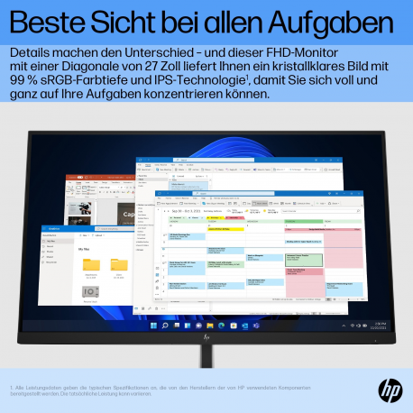 HP E27 G5 - E-Series - LED monitor - 27" - 1920 x 1080 Full HD (1080p) @ 75 Hz - IPS - 300 cd / m² - 1000:1 - 5 ms - HDMI, DisplayPort, USB - black, black and silver (stand) - 8