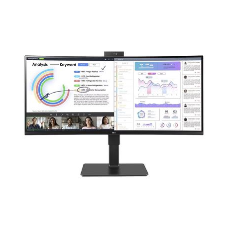 LG UltraWide 34BQ77QC-B - LED monitor - curved - 34" - 3440 x 1440 UWQHD @ 60 Hz - IPS - 300 cd / m² - 1000:1 - HDR10 - 5 ms - 2xHDMI, DisplayPort, USB-C - speakers - black - 0