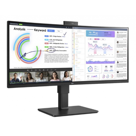 LG UltraWide 34BQ77QC-B - LED monitor - curved - 34" - 3440 x 1440 UWQHD @ 60 Hz - IPS - 300 cd / m² - 1000:1 - HDR10 - 5 ms - 2xHDMI, DisplayPort, USB-C - speakers - black - 2