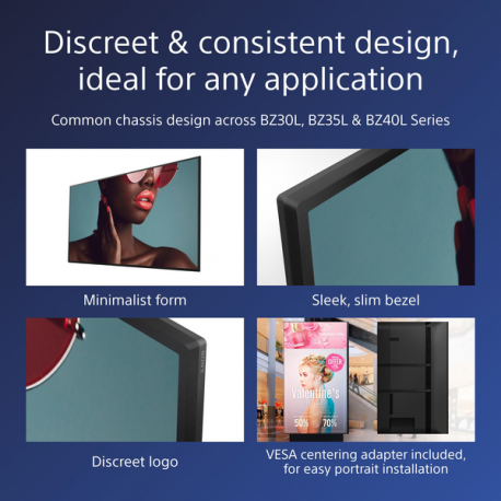 Sony Bravia Professional Displays FW-55BZ40L - 55" Diagonal Class BZ40L Series LED-backlit LCD display - digital signage - Android TV - 4K UHD (2160p) 3840 x 2160 - HDR - Direct LED - 4