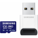 Samsung PRO Plus MB-MD128SB - Flash memory card - 128 GB - A2  /  Video Class V30  /  UHS-I U3  /  Class10 - microSDXC UHS-I - blue