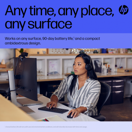 HP 715 - Mouse - multi-device, rechargeable - 7 buttons - wireless, wired - 2.4 GHz, Bluetooth 3.0 - USB wireless receiver - black - 17
